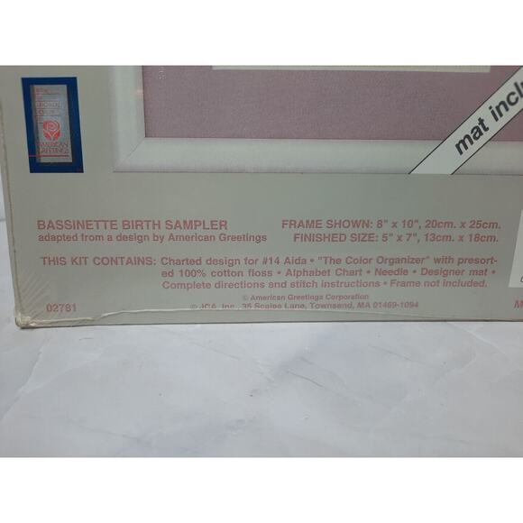 Vintage 1994 JCA Weekenders Cross Stitch Kit Bassinette Birth Sampler 02781 - Picture 4 of 5